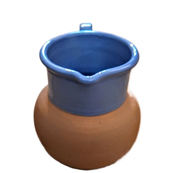 Vintage 6" Himark Terra-Cotta Pitcher Top & Interior Blue Glazed Italy - Picture 7 of 10